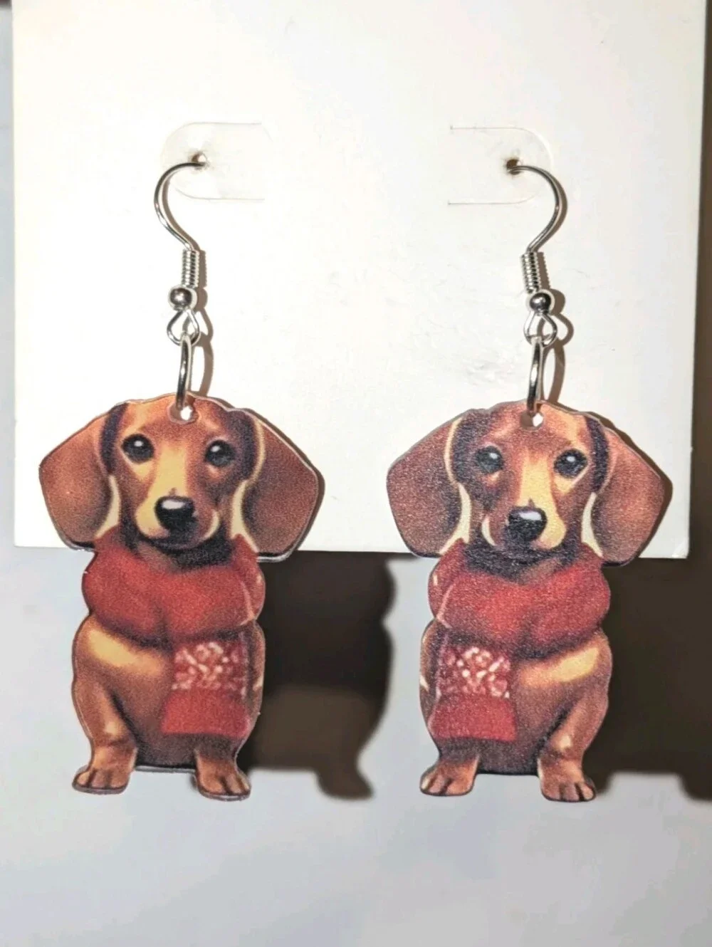 Hand Crafted Dachshund Earrings in Brown and Red For Women And Girls